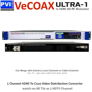 VECOAX ULTRA-1 Professional 1 Channel CC HDMI RF Modulator for HDMI to Coax Video Distribution Over Coax to Unlimited TVs as HDTV Channel