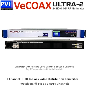 VECOAX ULTRA-2 Professional 2 Channels CC HDMI RF Modulator for HDMI to Coax Video Distribution Over Coax to Unlimited TVs as HDTV Channels