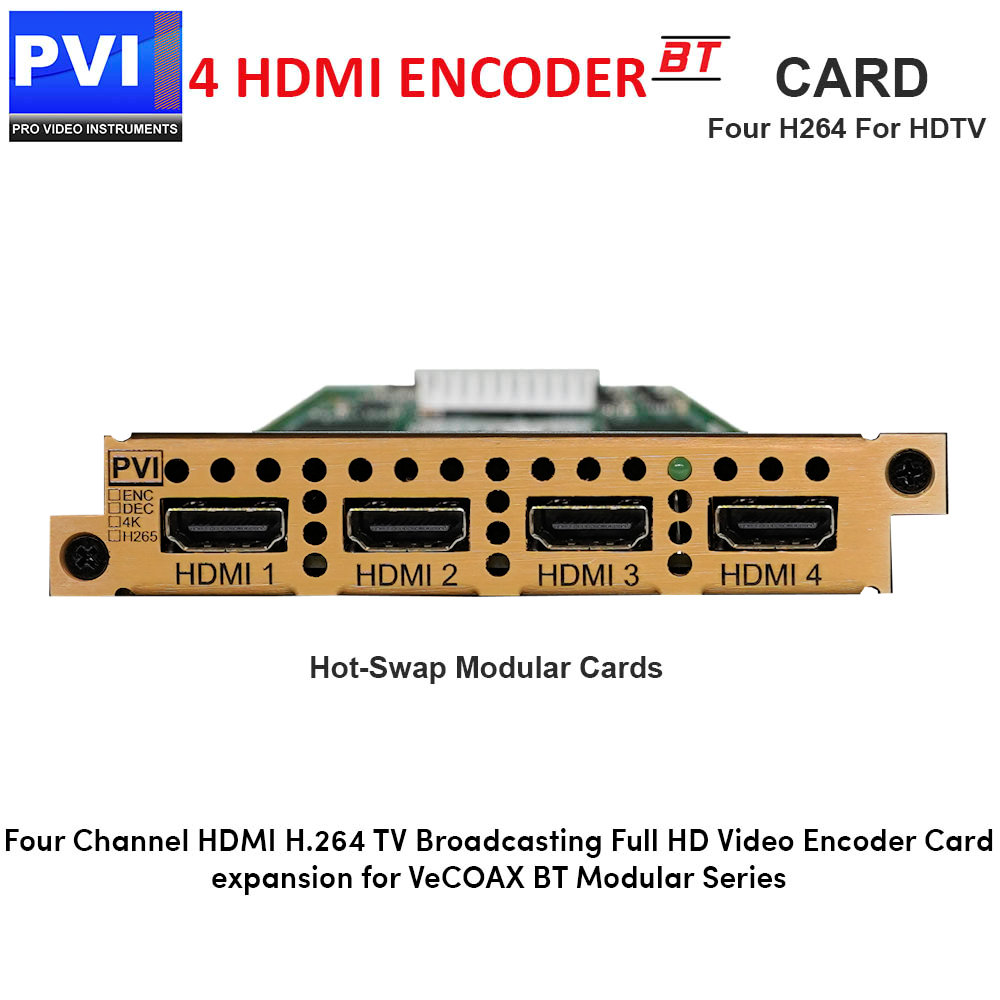 4 Channel HDMI Video Encoder Card for HDTV Broadcasting in Mpeg4 H.264  HD/SD 1080p for VeCOAX BT Chassis |PVI