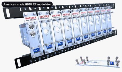 American made HDMI RF modulator blade rack kit mount 10 or more units in single rack space