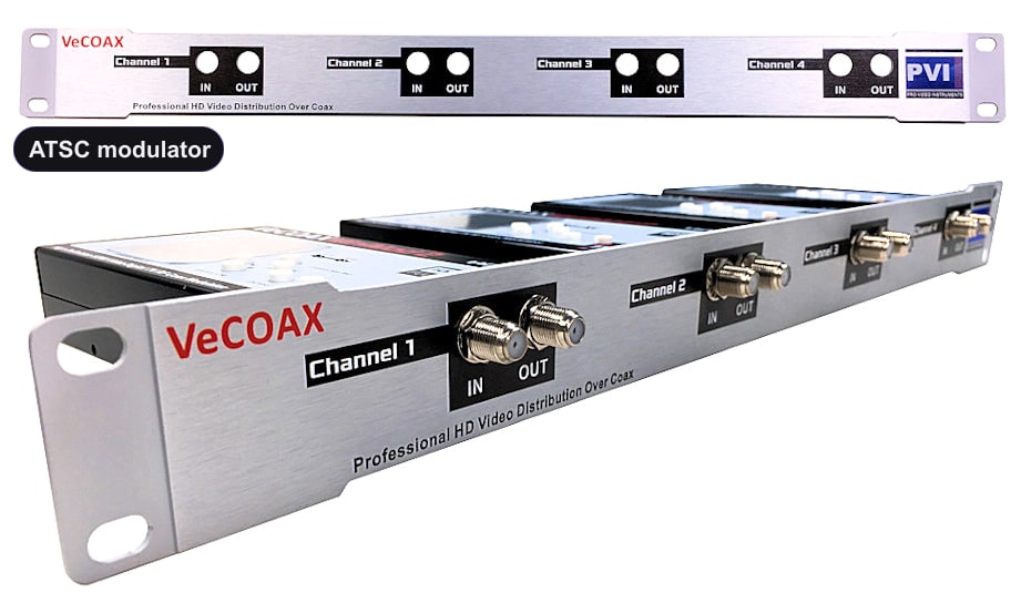 ATSC modulator rack mount 4 channels in single 1RU panel