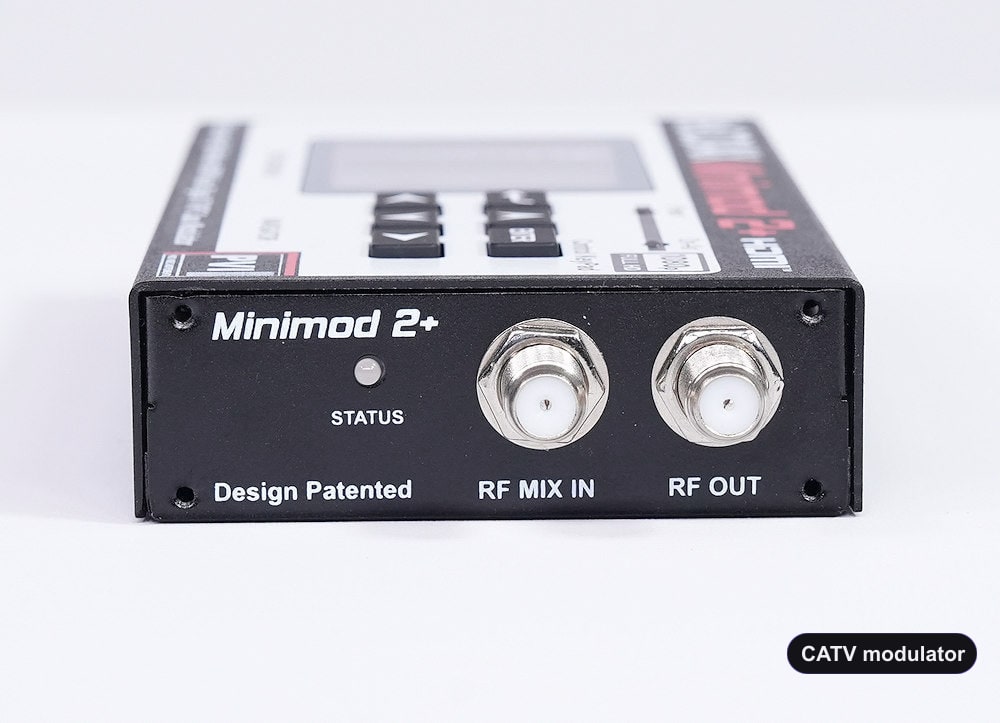 CATV modulator coaxial RF output connector for TV distribution