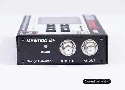 Channel modulator coaxial RF output connector for TV distribution