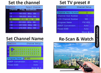 Channel modulator easy 3-step setup connect set channel scan and watch