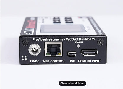 Channel modulator rear panel HDMI input and Ethernet web control port