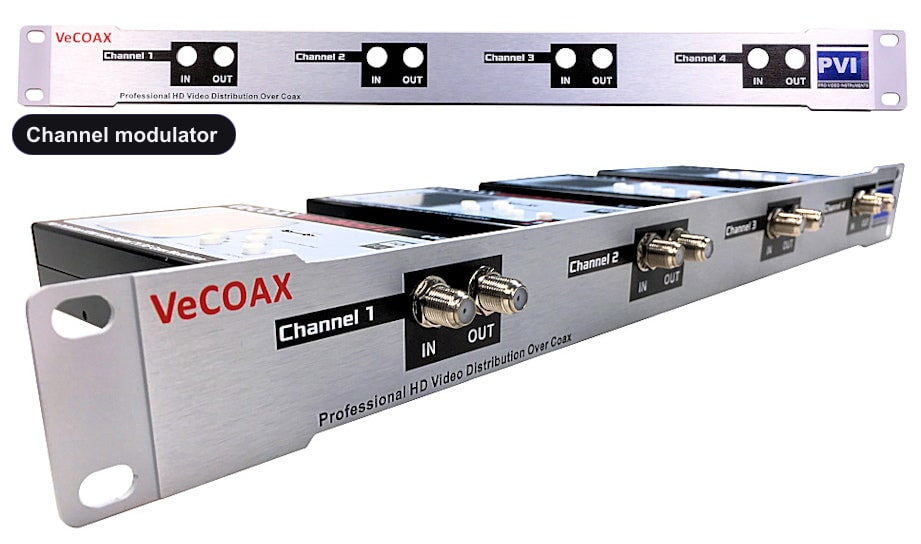 Channel modulator rack mount 4 channels in single 1RU panel