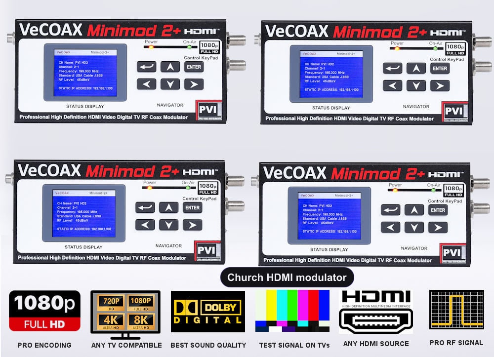 Church HDMI modulator 4-pack bundle deal - four MINIMOD 2+ units