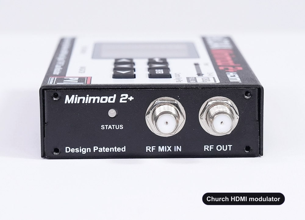 Church HDMI modulator coaxial RF output connector for TV distribution