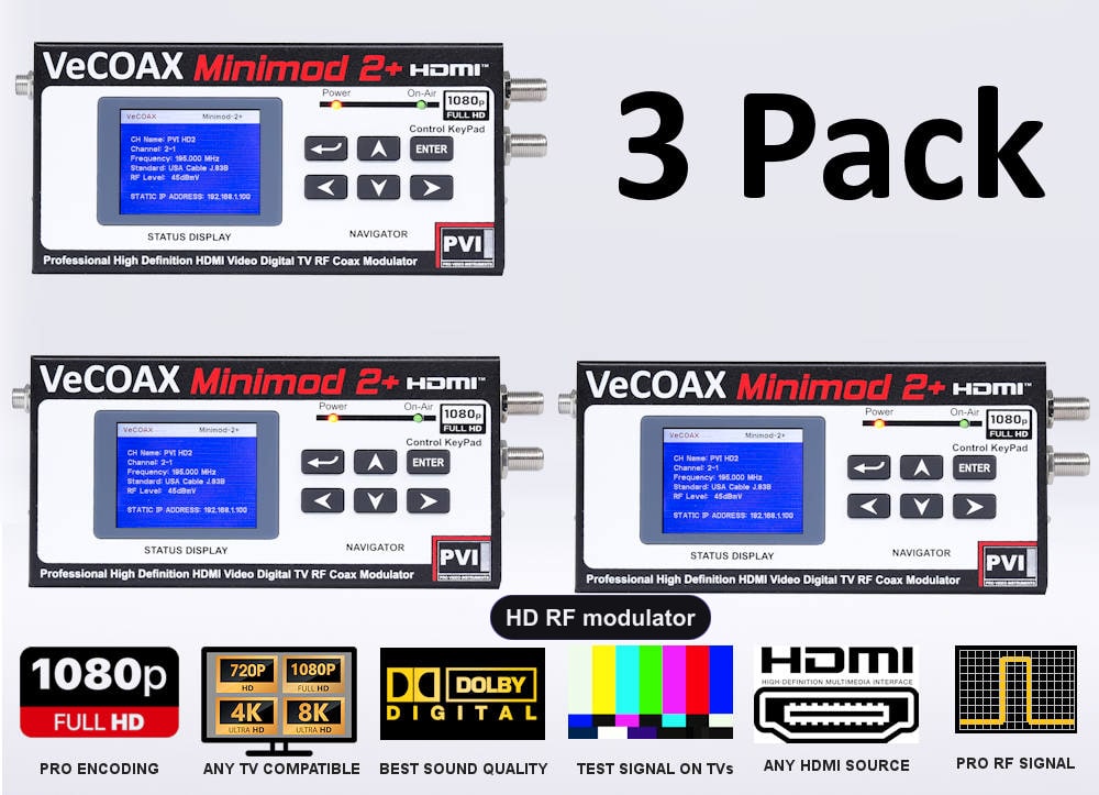 HD RF modulator 3-pack bundle deal - three MINIMOD 2+ units