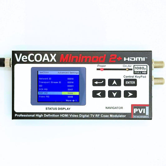 HDMI distribution VeCOAX MINIMOD 2+ professional front panel with color LCD channel display front view