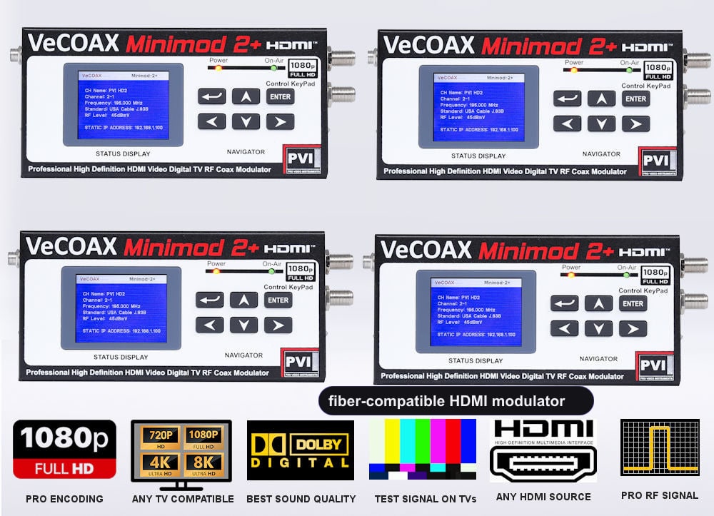 fiber-compatible HDMI modulator 4-pack bundle deal - four MINIMOD 2+ units