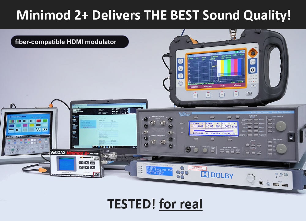 fiber-compatible HDMI modulator broadcast-grade Dolby Digital AC-3 audio test results