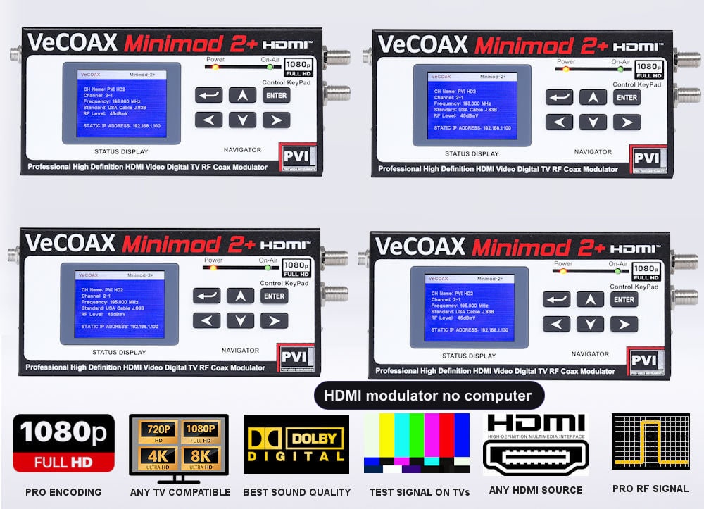 HDMI modulator no computer 4-pack bundle deal - four MINIMOD 2+ units