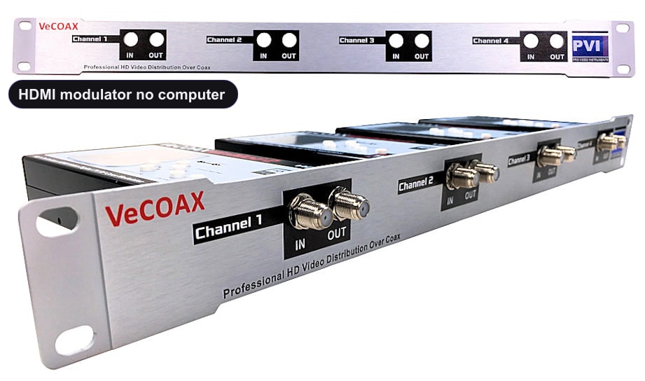 HDMI modulator no computer rack mount 4 channels in single 1RU panel