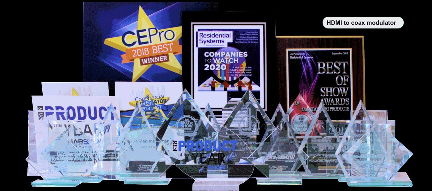 HDMI to coax modulator VeCOAX MINIMOD 2+ multiple industry awards NAB CE Pro CEDIA