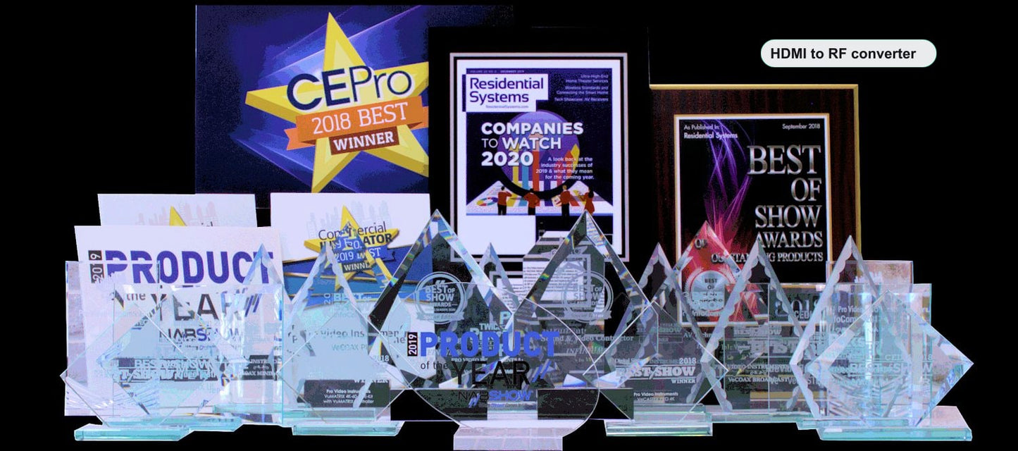 HDMI to RF converter VeCOAX MINIMOD 2+ multiple industry awards NAB CE Pro CEDIA