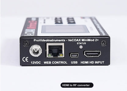 HDMI to RF converter rear panel HDMI input and Ethernet web control port
