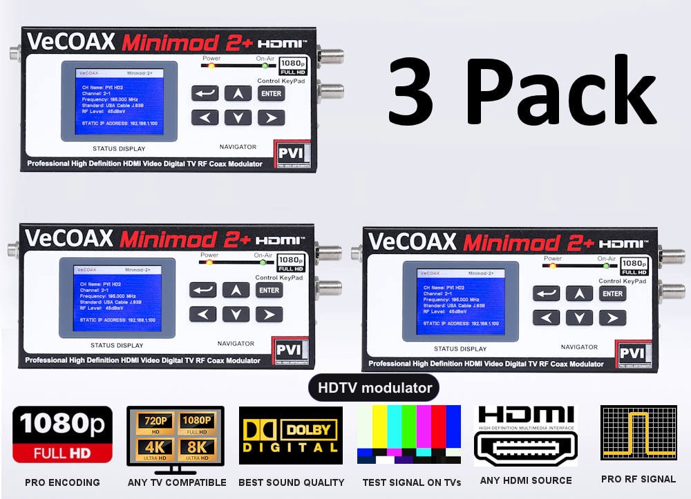 HDTV modulator 3-pack bundle deal - three MINIMOD 2+ units