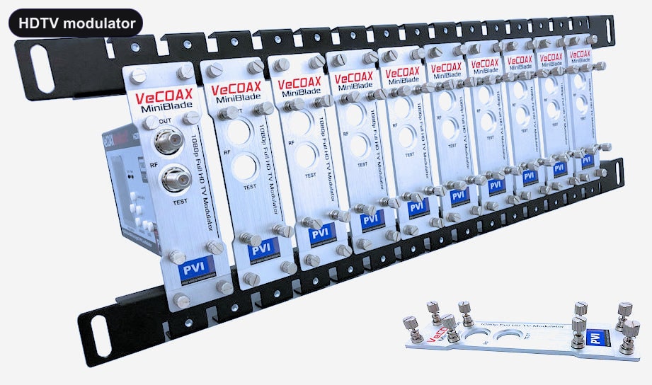 HDTV modulator blade rack kit mount 10 or more units in single rack space