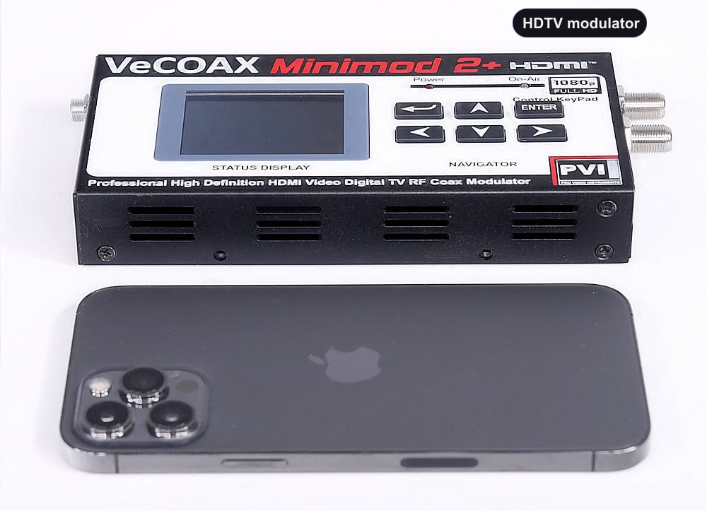 HDTV modulator compact dimensions 7.5 x 4.5 x 1.2 inches