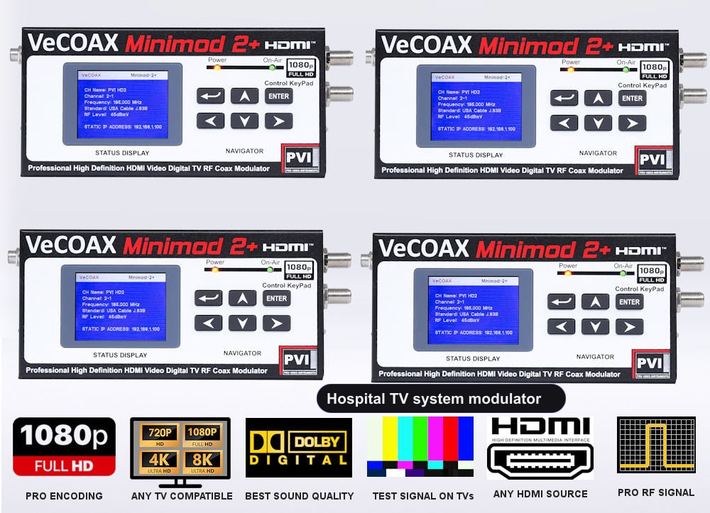 Hospital TV system modulator 4-pack bundle deal - four MINIMOD 2+ units
