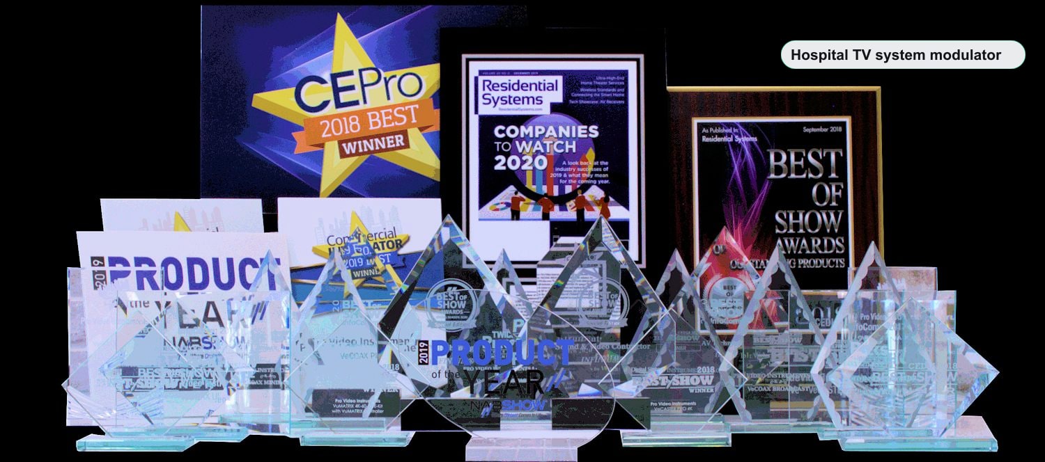 Hospital TV system modulator VeCOAX MINIMOD 2+ multiple industry awards NAB CE Pro CEDIA