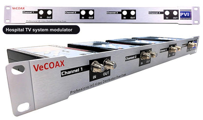 Hospital TV system modulator rack mount 4 channels in single 1RU panel
