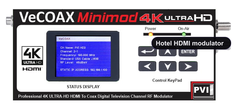 MINIMOD-4K upgrade - full 4K Hotel HDMI modulator over coax
