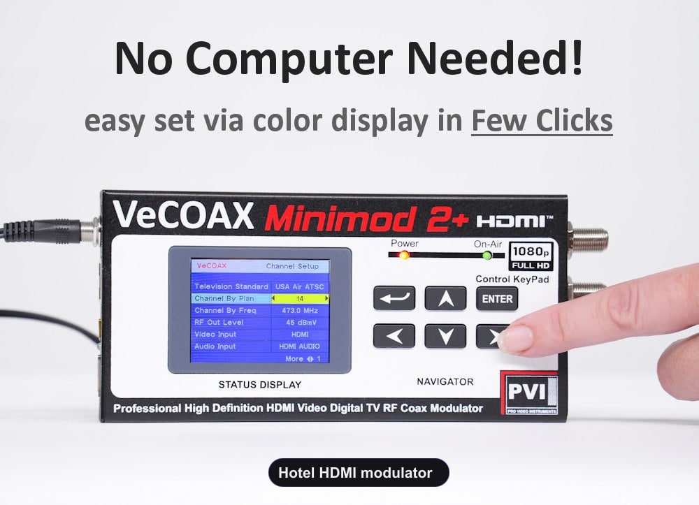 Hotel HDMI Modulator | Custom Guest-Room TV Channels Over Coax