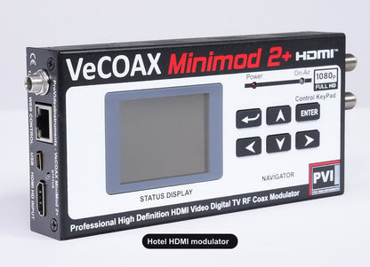 Hotel HDMI modulator compact aluminum enclosure left side view