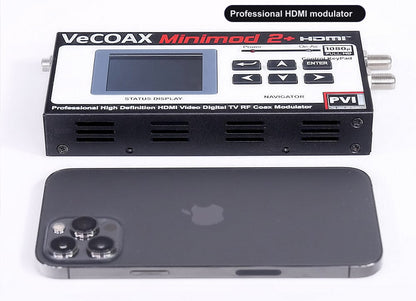 Professional HDMI modulator compact dimensions 7.5 x 4.5 x 1.2 inches