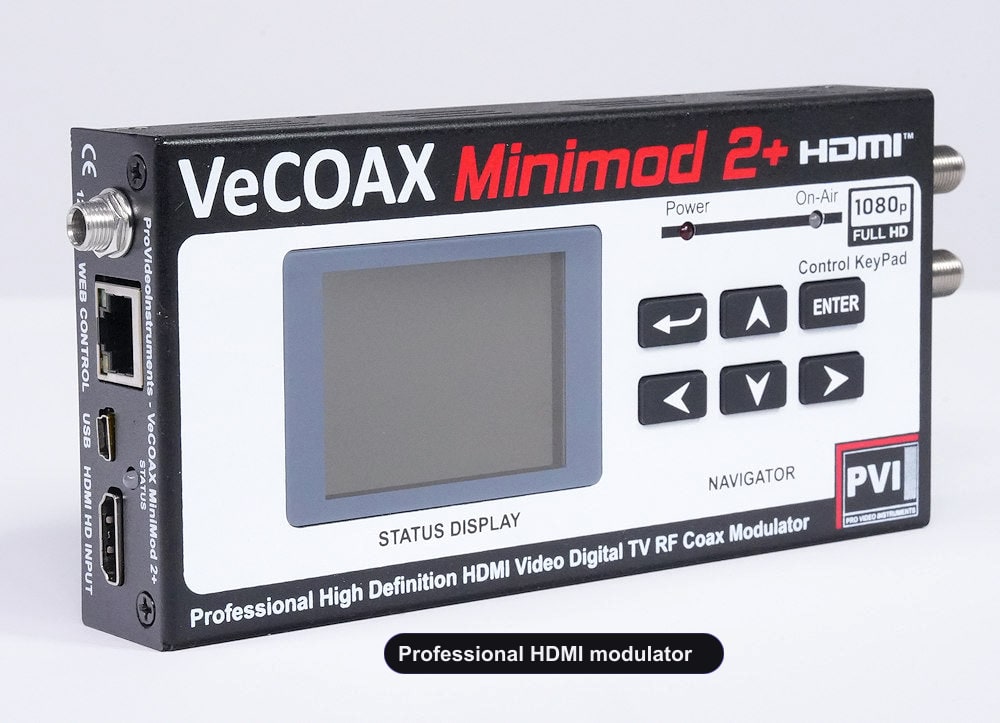 Professional HDMI modulator compact aluminum enclosure left side view