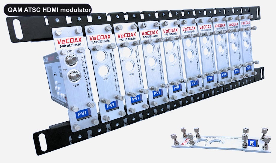 QAM ATSC HDMI modulator blade rack kit mount 10 or more units in single rack space