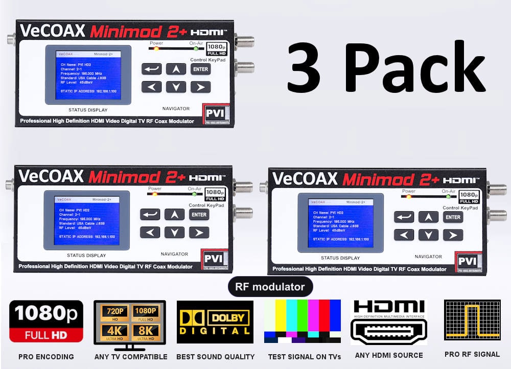 RF modulator 3-pack bundle deal - three MINIMOD 2+ units