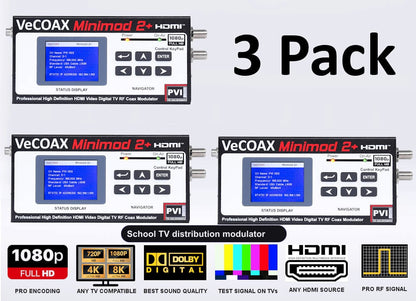 School TV distribution modulator 3-pack bundle deal - three MINIMOD 2+ units