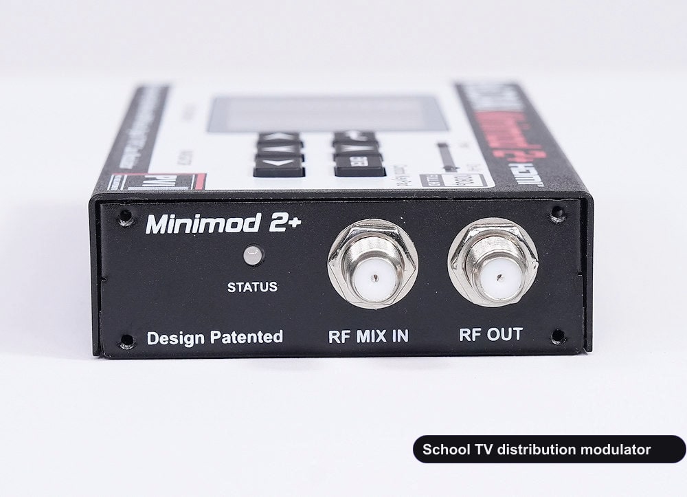 School TV distribution modulator coaxial RF output connector for TV distribution