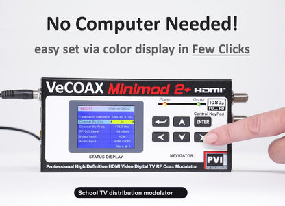 School TV distribution modulator built-in LCD display for easy setup without computer