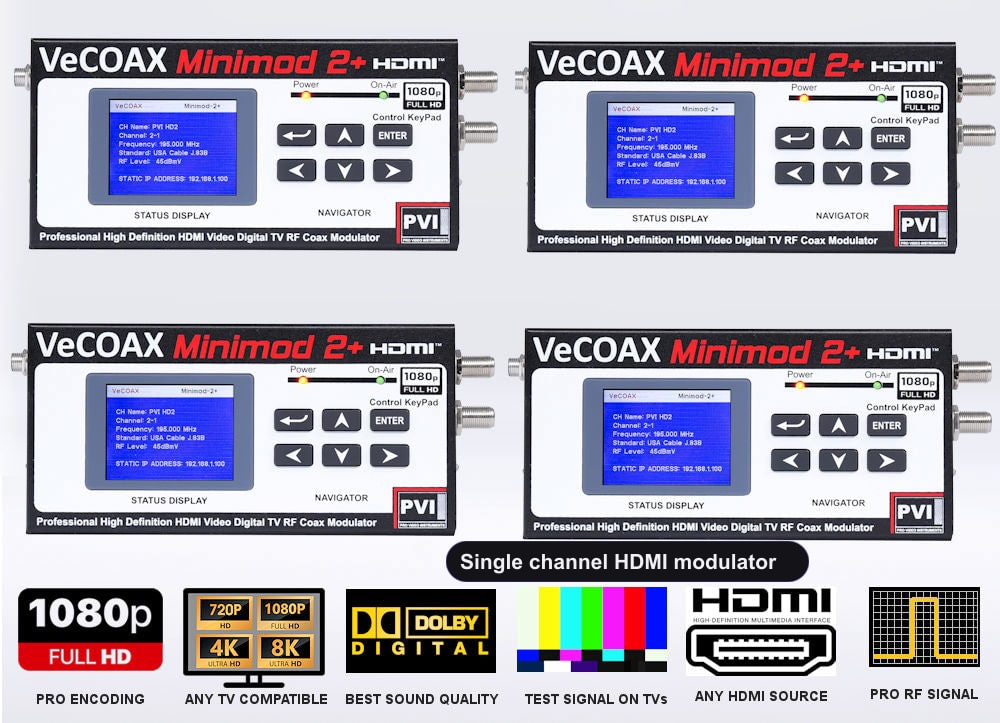 Single channel HDMI modulator 4-pack bundle deal - four MINIMOD 2+ units
