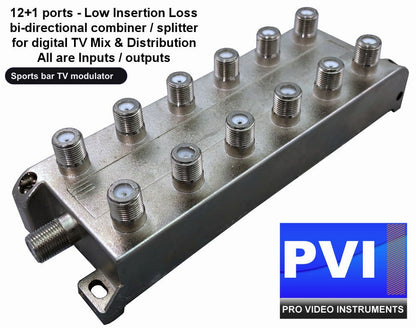 Sports bar TV modulator coaxial combiner splitter for digital TV channel distribution multi modulator combining