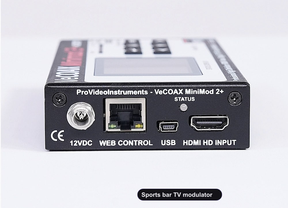 Sports bar TV modulator rear panel HDMI input and Ethernet web control port