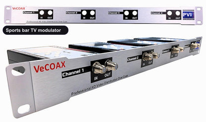 Sports bar TV modulator rack mount 4 channels in single 1RU panel