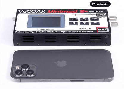 TV modulator compact dimensions 7.5 x 4.5 x 1.2 inches