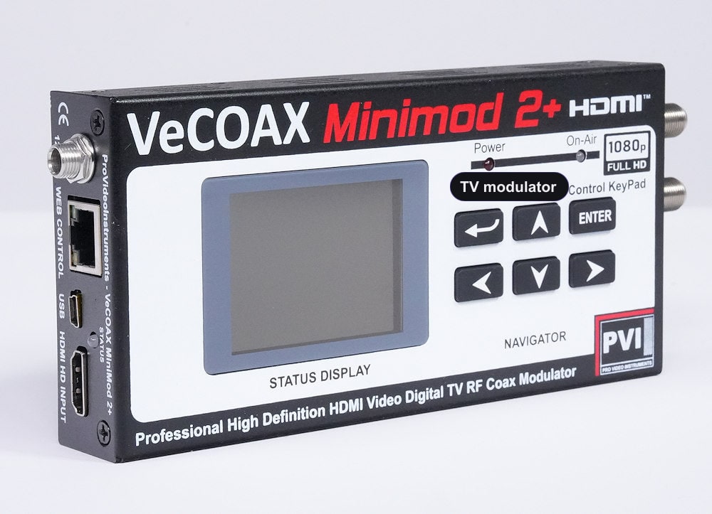 TV modulator compact aluminum enclosure left side view