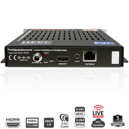 VeCASTER PRO HDMI NDI SRT IPTV encoder HEVC H.264 professional live streaming unit top view