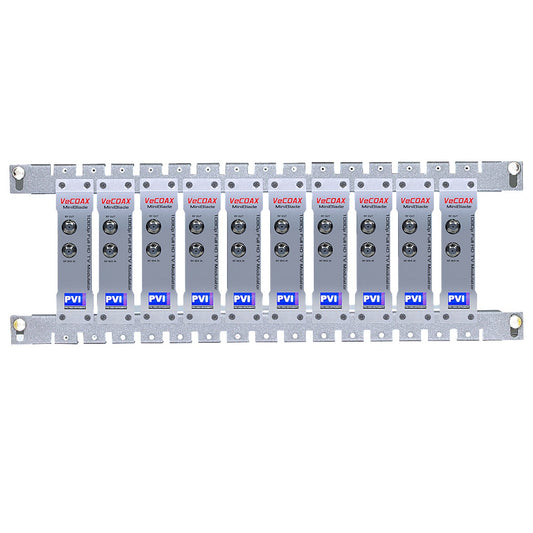 VeCOAX MINI BLADE modular multi-channel HDMI RF modulator system with 10 independent blade modules in rack mount chassis