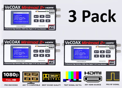 MINIMOD-2+ 3-Pack — HDMI modulator 3-pack bundle deal - three MINIMOD-2+ units