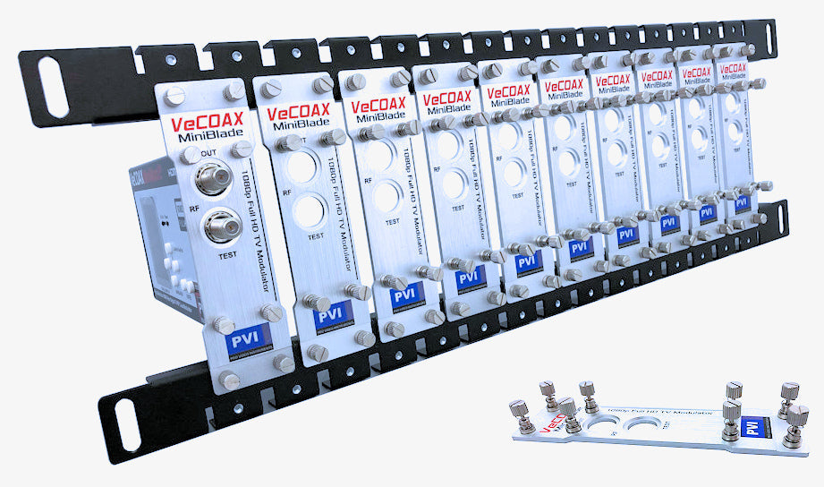 MINIMOD-2+ 4-Pack — HDMI modulator blade rack kit mount 10 or more units in single rack space