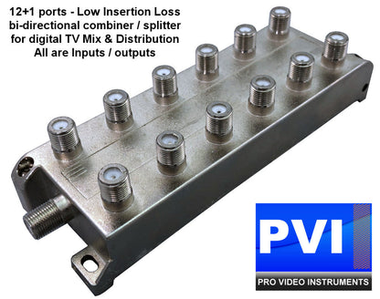 Coax combiner splitter to combine multiple 4K modulator channels onto one coax