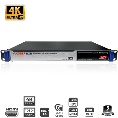 VeCODER ULTRA 4K H.264 multichannel IPTV encoder 1RU streaming server front view