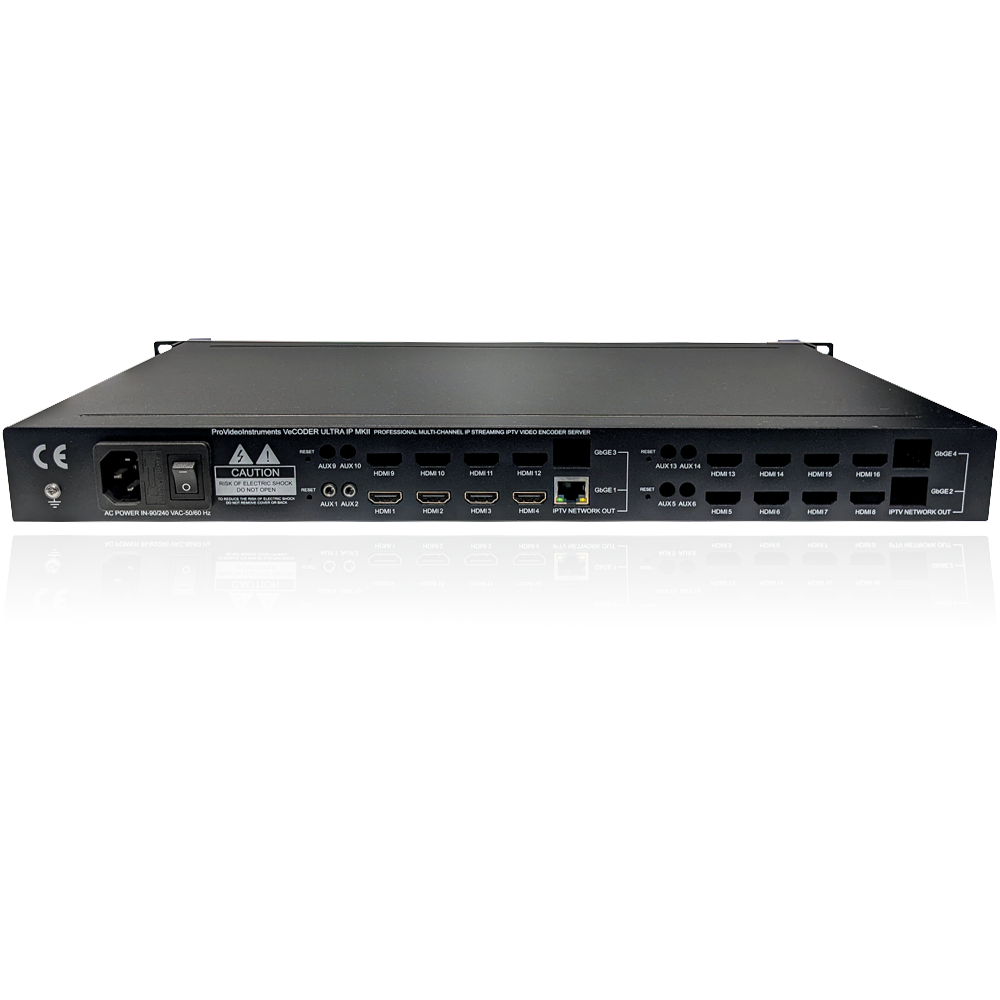VeCODER ULTRA HD 4-channel HDMI IPTV encoder rear input panel